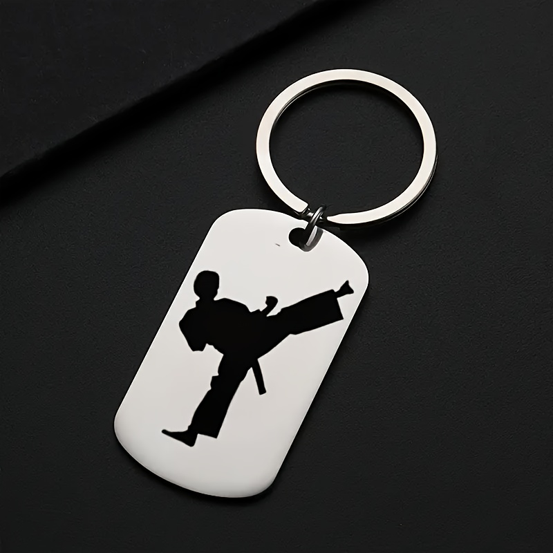 TEMU 1 llavero de acero inoxidable , minimalista y negro, duradero y a prueba de , que estilo deportivo y encanto de , es un accesorio para los
