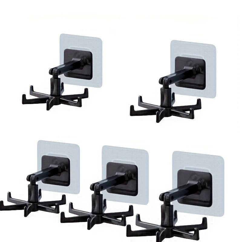 10pcs/5pcs, Kitchen Utensil Holder, Rotating Folding Hook, Self-adhesive Under Cabinet Flip Hook, Punch-free Multifunctional Hooks For Hanging, Bathroom Kitchen