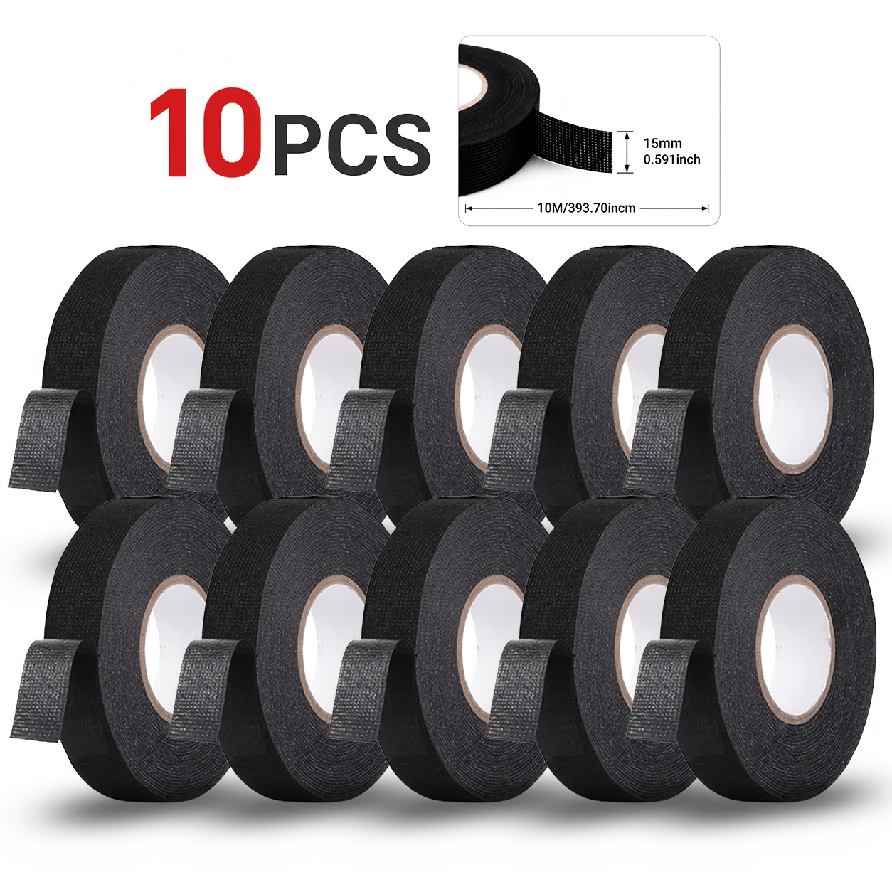 TEMU 1 Roll/5 Rolls/10 Rolls Cloth-based Electrical Tape For Wire Harness Wrapping, Automotive Wiring Harness Wrapping Tape, Heat-resistant