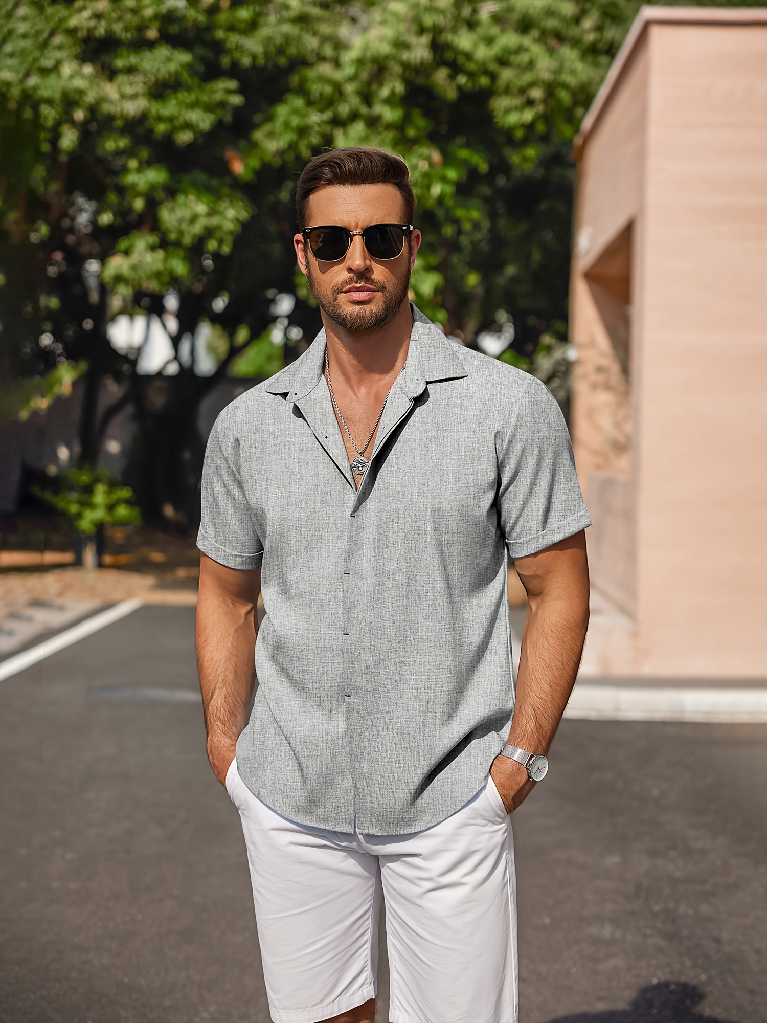 men's beach dress shirts Floral mid-length sleeve floaty long dress – Sofiq