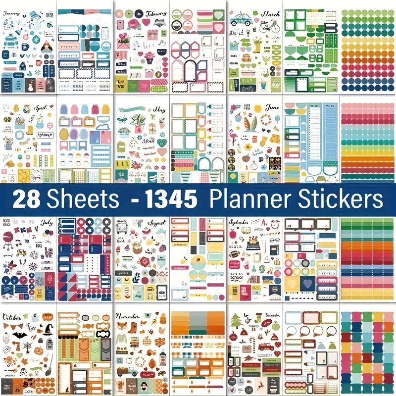 

1345pcs Creative Planner Stickers Set - Full Year Paper Stickers For Journaling, , And Calendar Accessories - English Language, Decorative And Functional Stickers For Planning And Marking