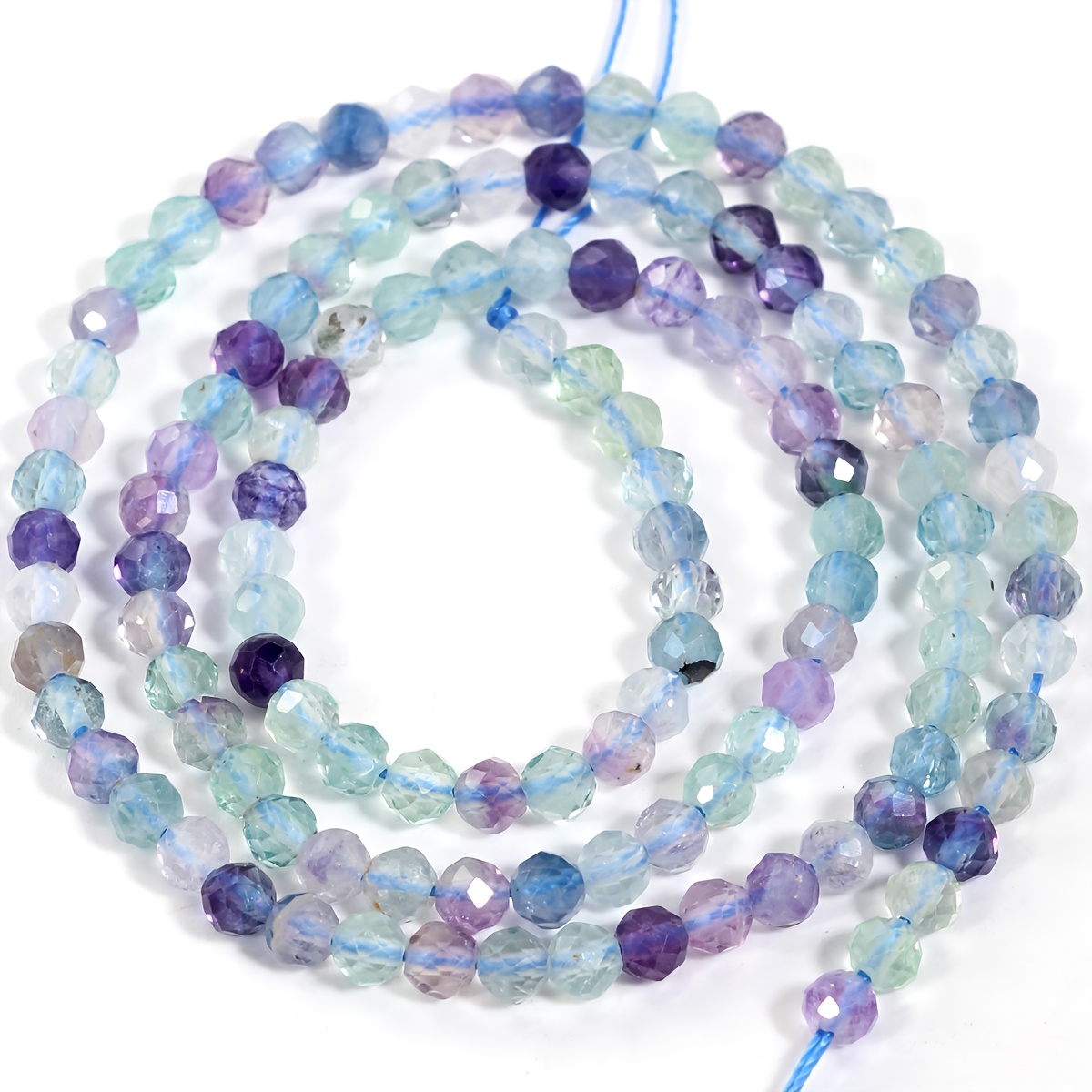 TEMU Natural Fluorite Loose Beads - 3mm Natural Stone Beads For Jewelry Making, Necklaces, Bracelets, Earrings, Anklet, Jewelry Supplies, Length