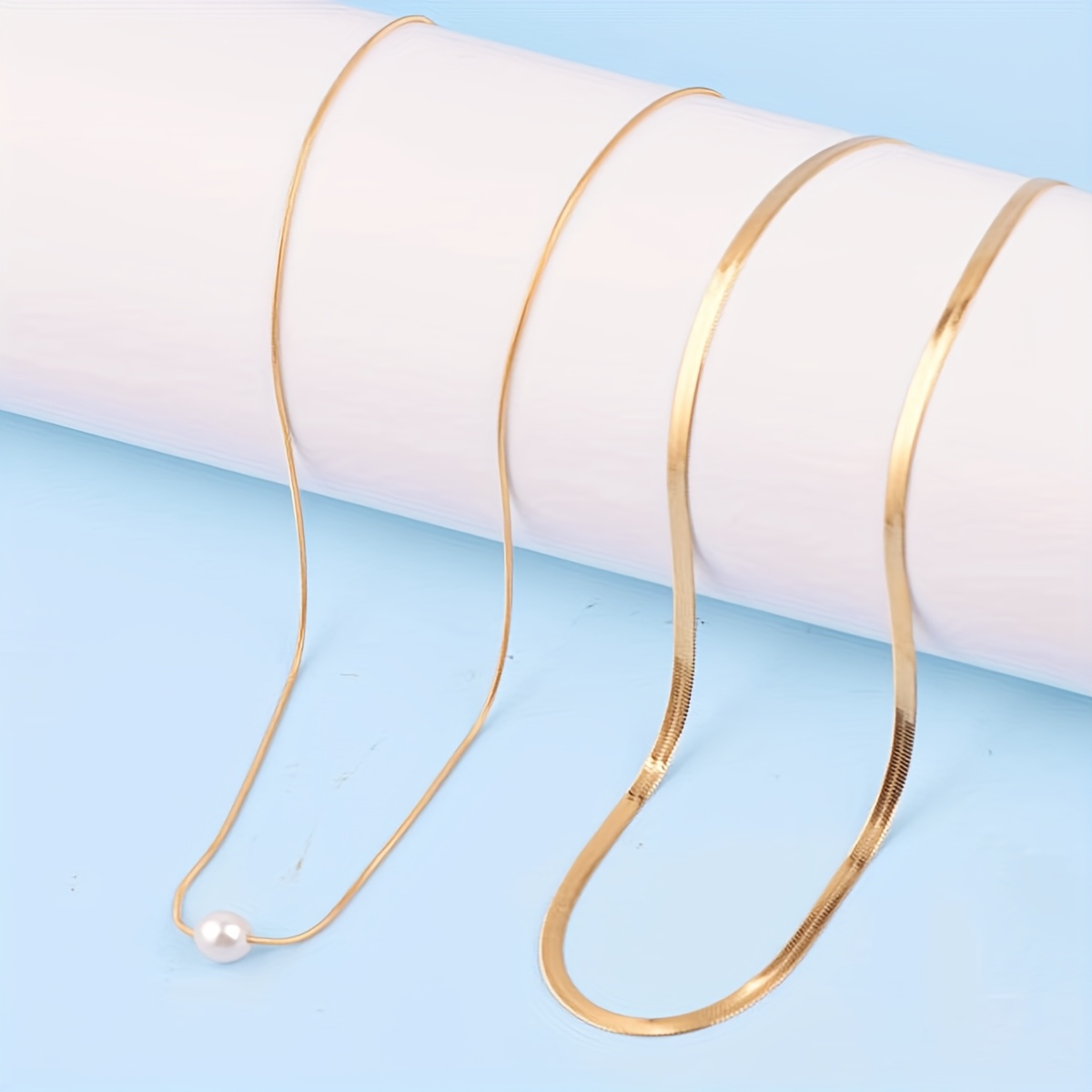 2pc Fashionable Chain-Style Stainless Steel Necklace Set