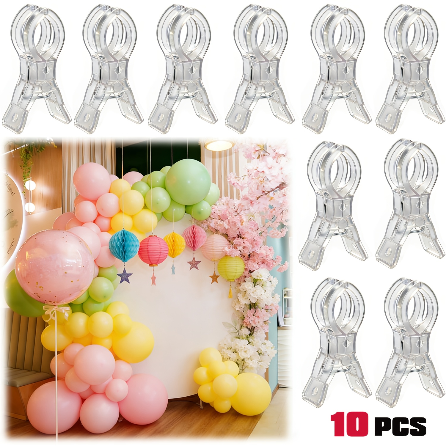 10pcs large balloon arch clips plastic transparent backdrop spring clamps 3 5 inch heavy duty clip for balloon arch kit birthday decoration crafts woodworking photography  