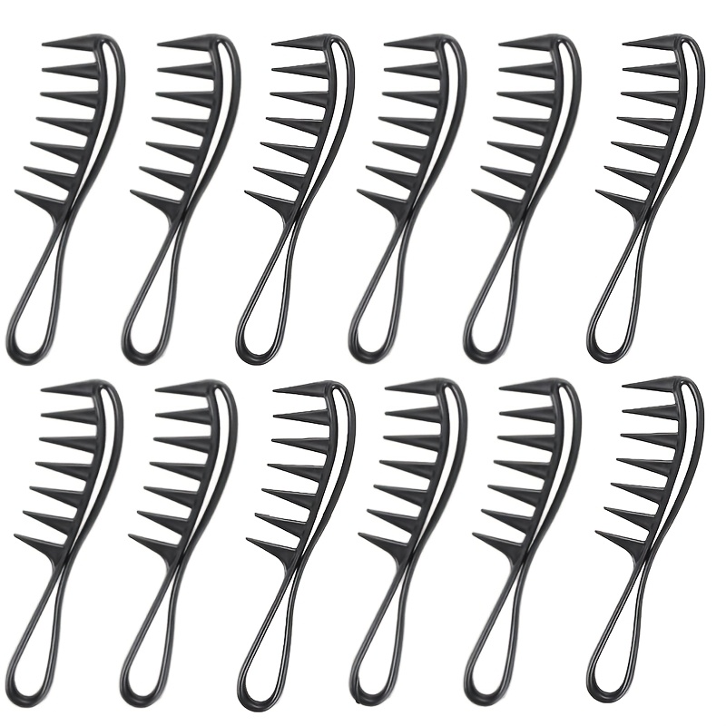 TEMU 4/6/10/12pcs Of Professional Wide-tooth Combs - Heavy-duty Anti-static Hair Combs Suitable For Wet Or Dry Hair, Salon And Home Use, Wig Care,
