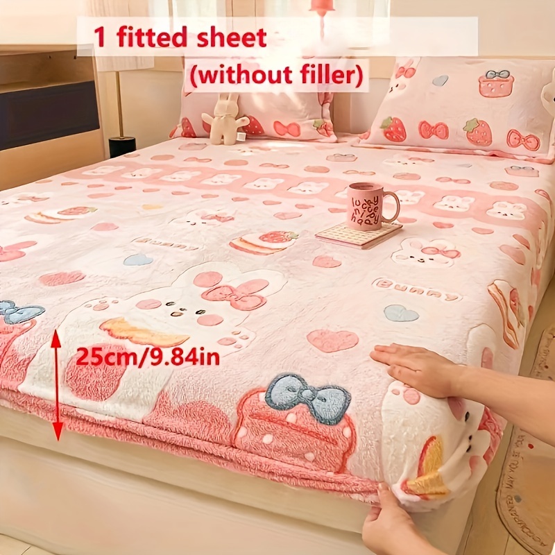 Cozy Coral Velvet Bedsheet Set - 3 Piece Plush Mattress Cover For Winter Warmth 1 thumbnail image