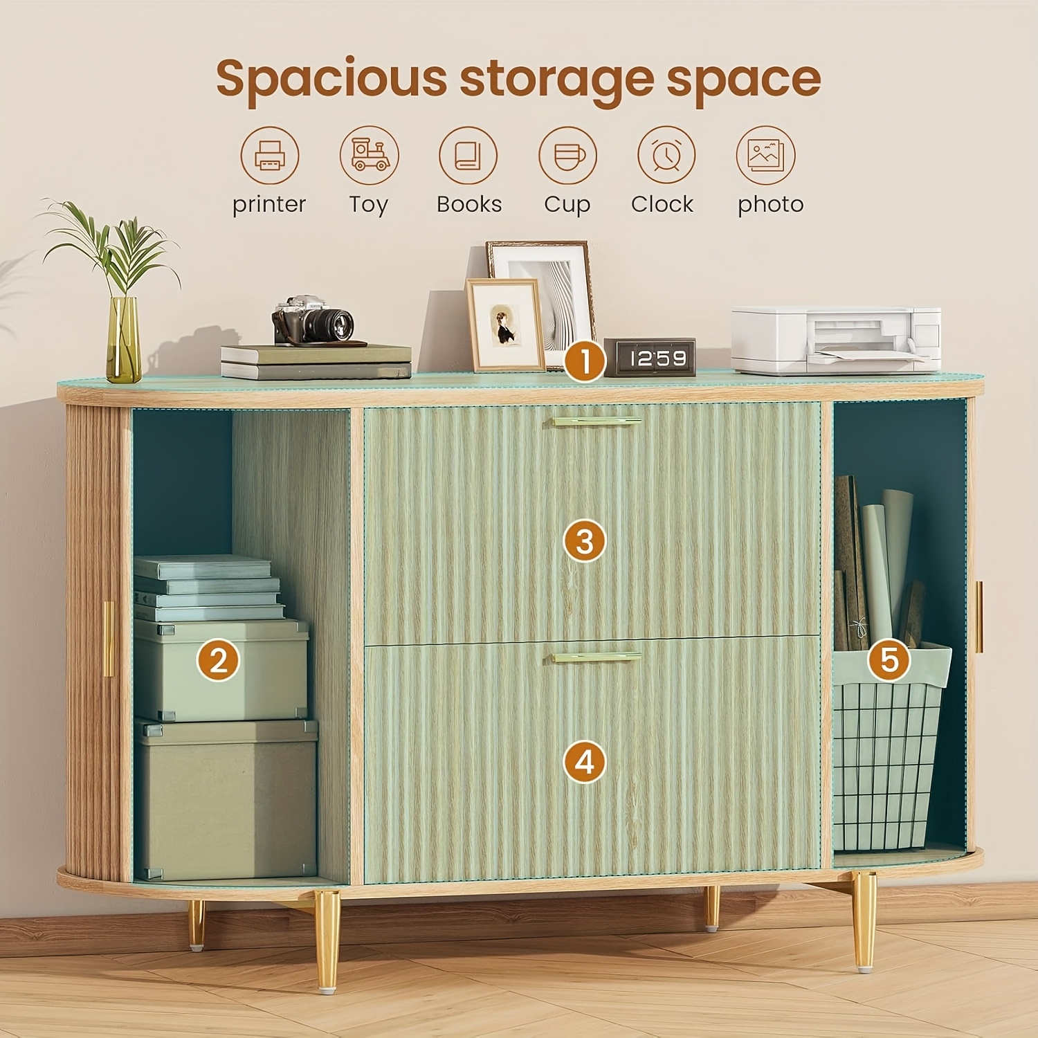 2 Drawer File Cabinet, fit Legal/Letter/A4 Size, 39.4