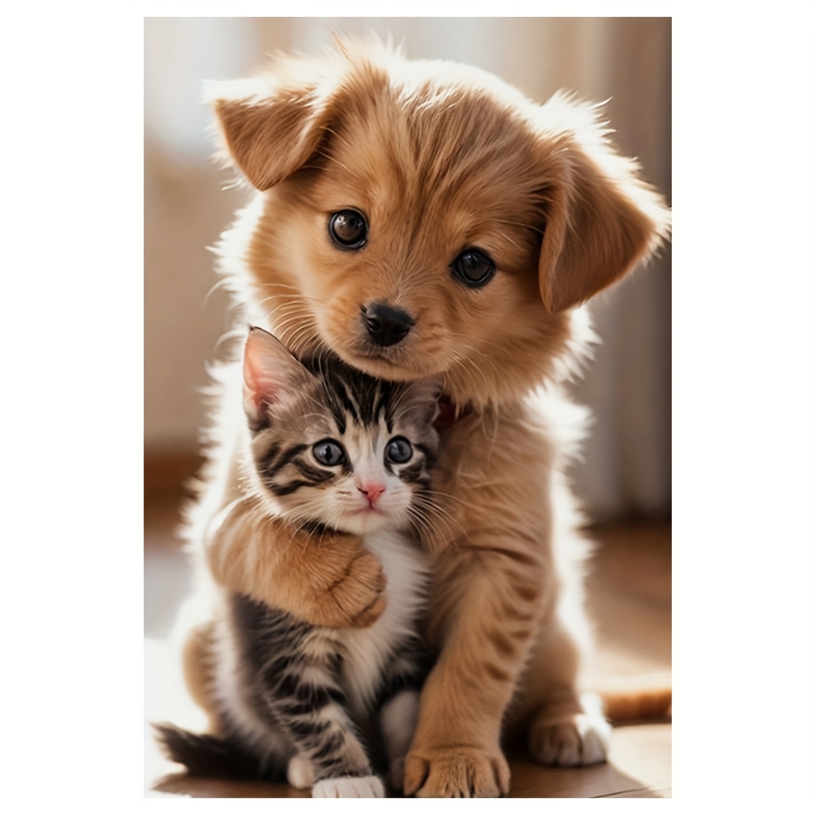 E-shop 2D Flach, [2D Flach] Rahmenloses Charmantes Welpen- Kätzchen-Leinwandposter, 30,48x45,72cm, für Wohnzimmer Schlafzimmer Badezimmer Küche Büro
