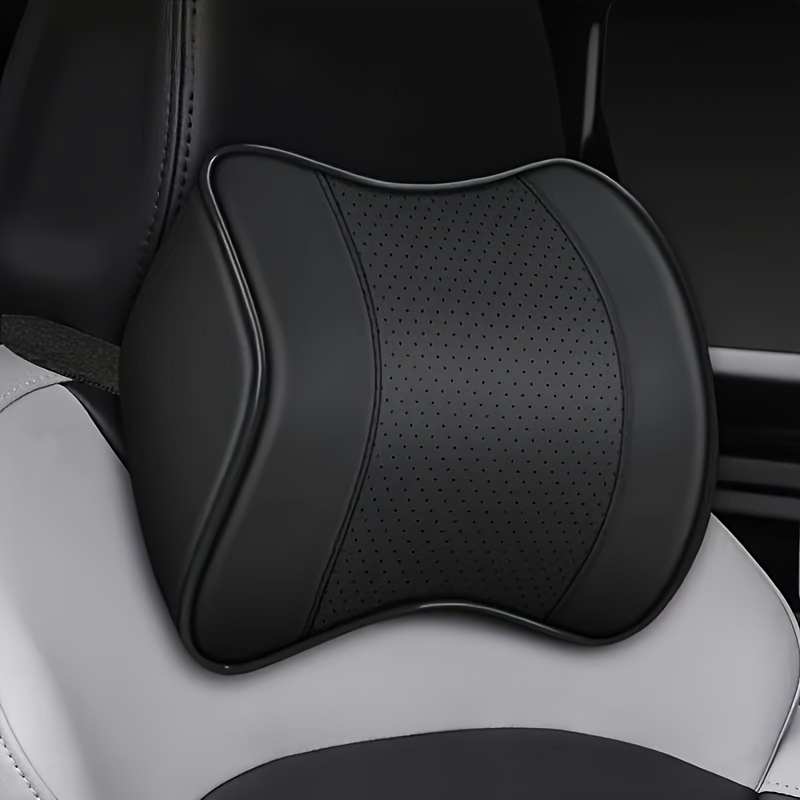 TEMU Car Headrest Made Of Full Faux Leather, Soft Pu Car Neck Pillow, Adjustable Shoulder Strap, And Breathable Removable Cover, Comfortable