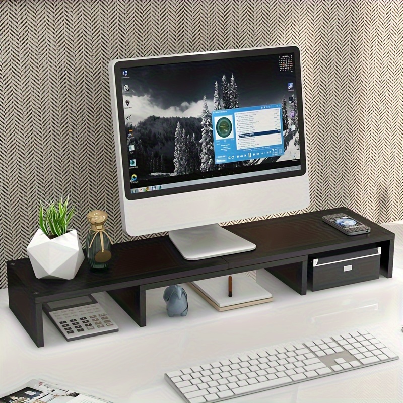 Desktop Computer Elevated Dual-monitor Elevated Retractable Dual-screen Elevated Easy Office Desk File Stationery Books Storage And Sorting Support
