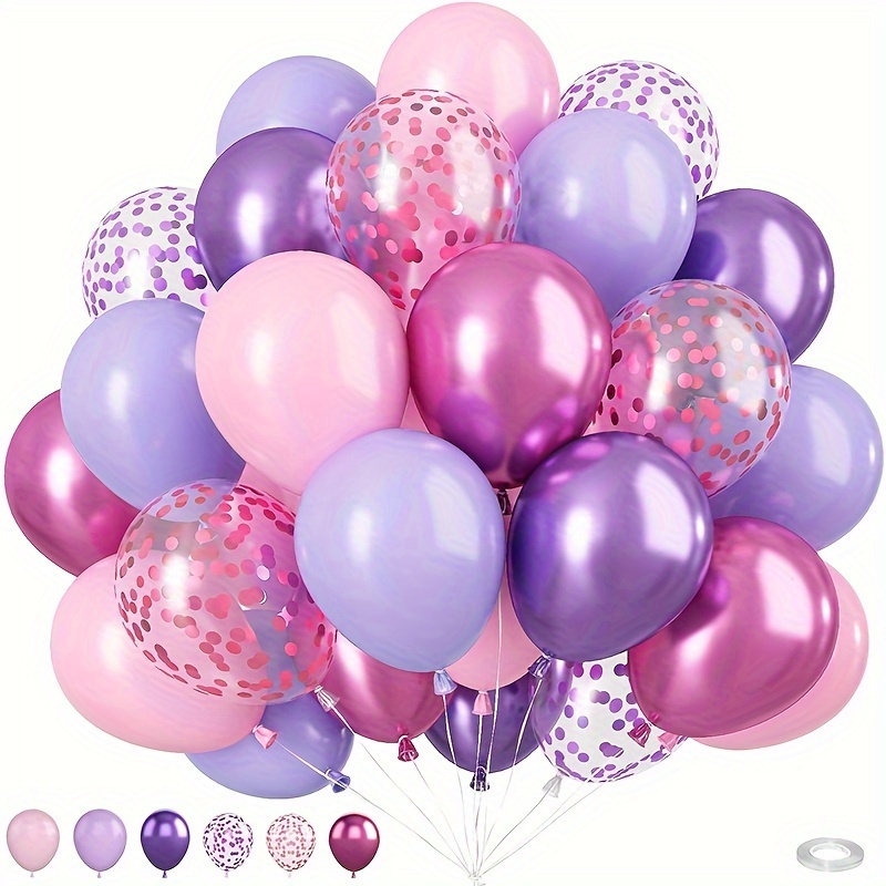 

50pcs Pink Purple Confetti Latex Balloons, Wedding Decor, Birthday Party Decor, Anniversary Decor, Graduation Decor, Holiday Decor, Mother's Day Decor, Indoor Outdoor Decor, Home Decor, Room Decor