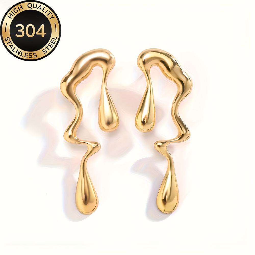 E-shop Hypoallergene, hochwertige goldene, gedrehte Wassertröpfchen-Ohrringe aus Edelstahl, lichtecht, bequem und vielseitig, einfach und elegant,