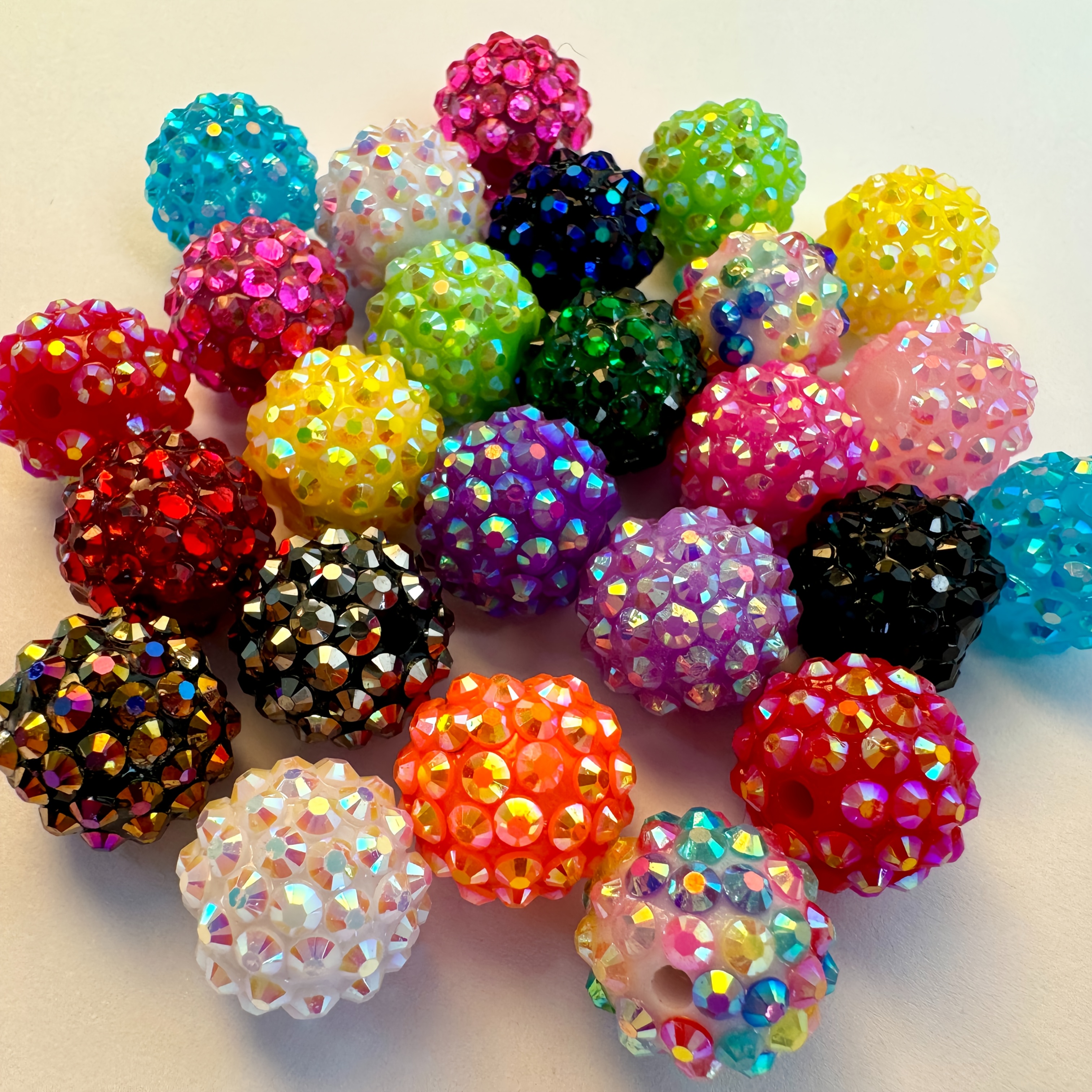 TEMU 25 stuks willekeurig gekleurde glinsterende strass kralen, 16/20 mm gemengde losse kralen, perfect voor het maken van kralenpennen,