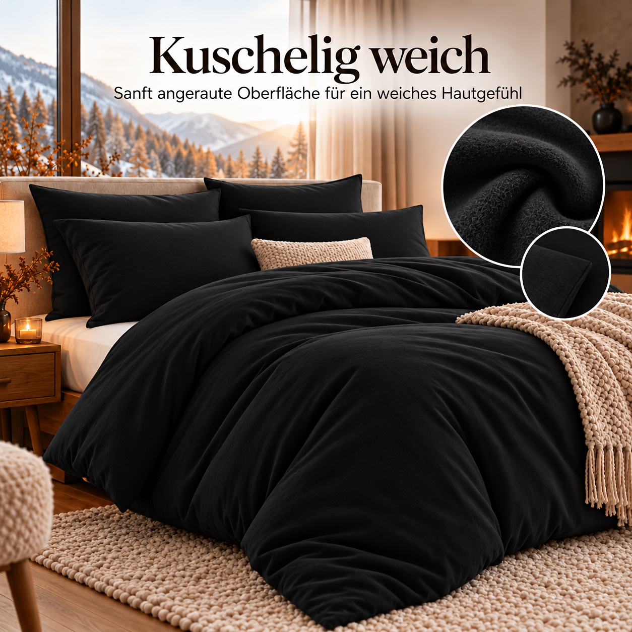 Image of 2/3pcs 100% Cotton Brushed Flannel Bedding, Biber Duvet Cover With 1/2 Pillowcases, Comfortably Warm, Breathable, Skin-friendly, , Machine Washable, Cozy Winter Bedding For Bedroom & Home.