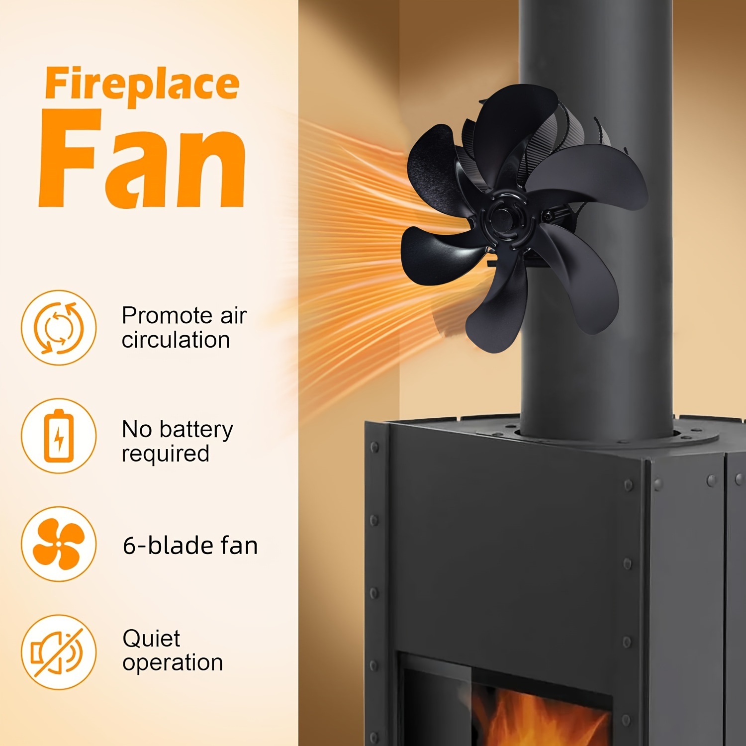   stove fan magnetic log burner fan with adjustable clip heat powered fireplace fan silent chimney fan hanging   pipe fan wood burner fan details 3