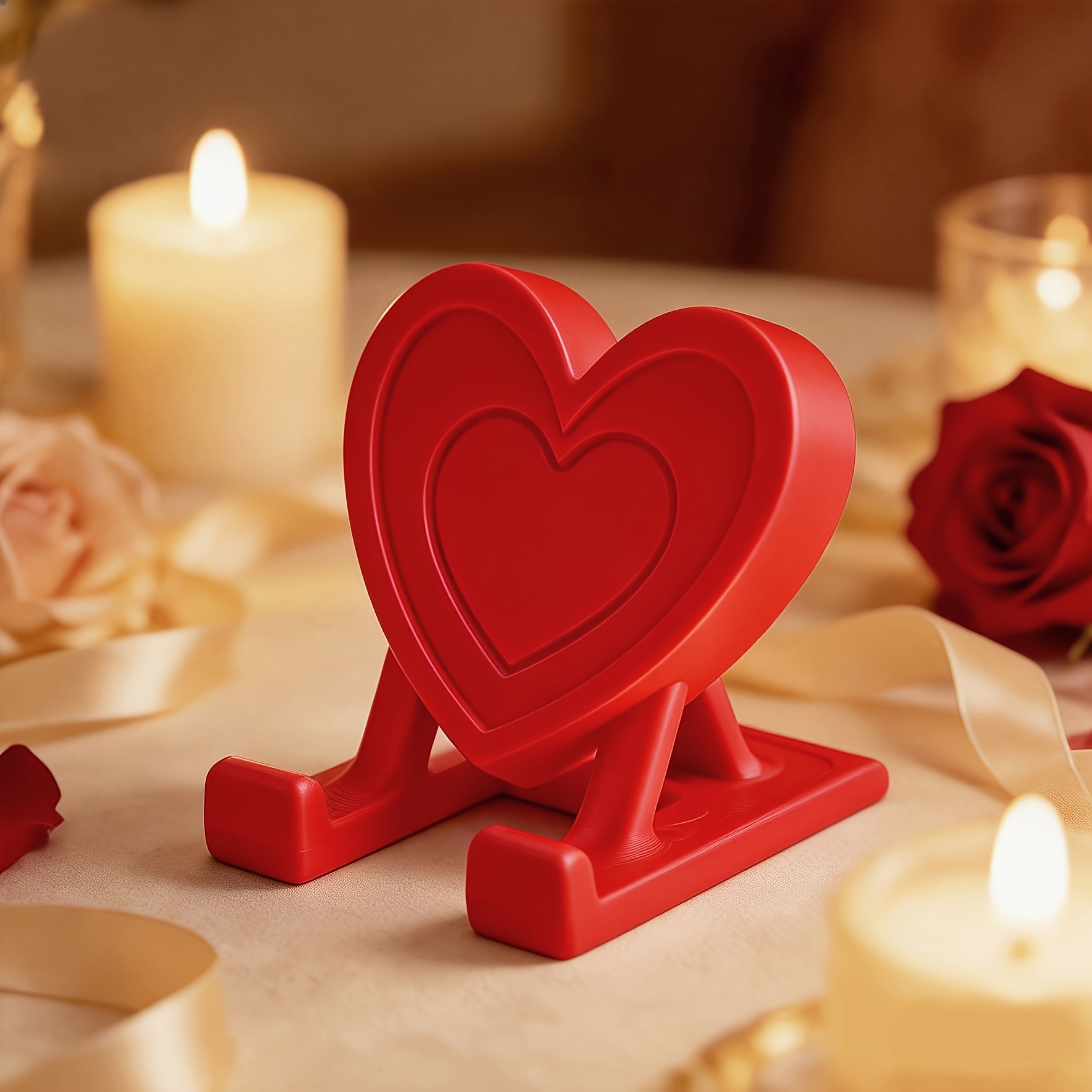 TEMU Supporto a pinza a forma di cuore per telefono e tablet, 1 pz, base a pinza portatile adatta per smartphone e tablet, scrivania per compleanni,