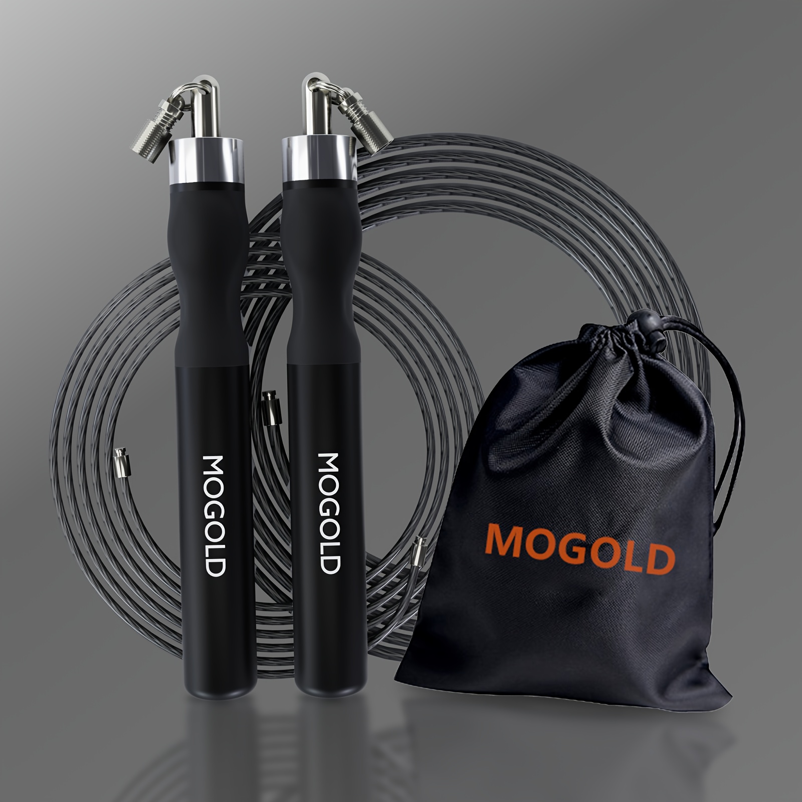TEMU Mogold Professional Fitness Jump Rope - Adjustable, Dual-weight (3.0/5.0) For Boxing & Exercise Training, Durable Aluminum Alloy, Black