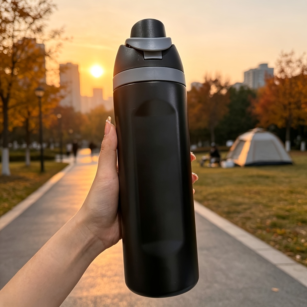 TEMU Vacuum Insulated 24oz Stainless Steel Straw Tumbler, Made Of Food-grade Material, With Long-lasting Hot And Cold , Seal. This Portable Water