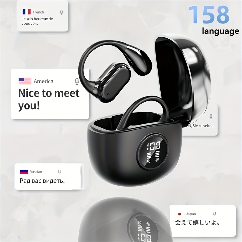 TEMU 2026 Ai Translation Headset With Real-time Voice Translator Compatible For 144 Languages, Smart Translator With Noise-canceling Mic, Touch