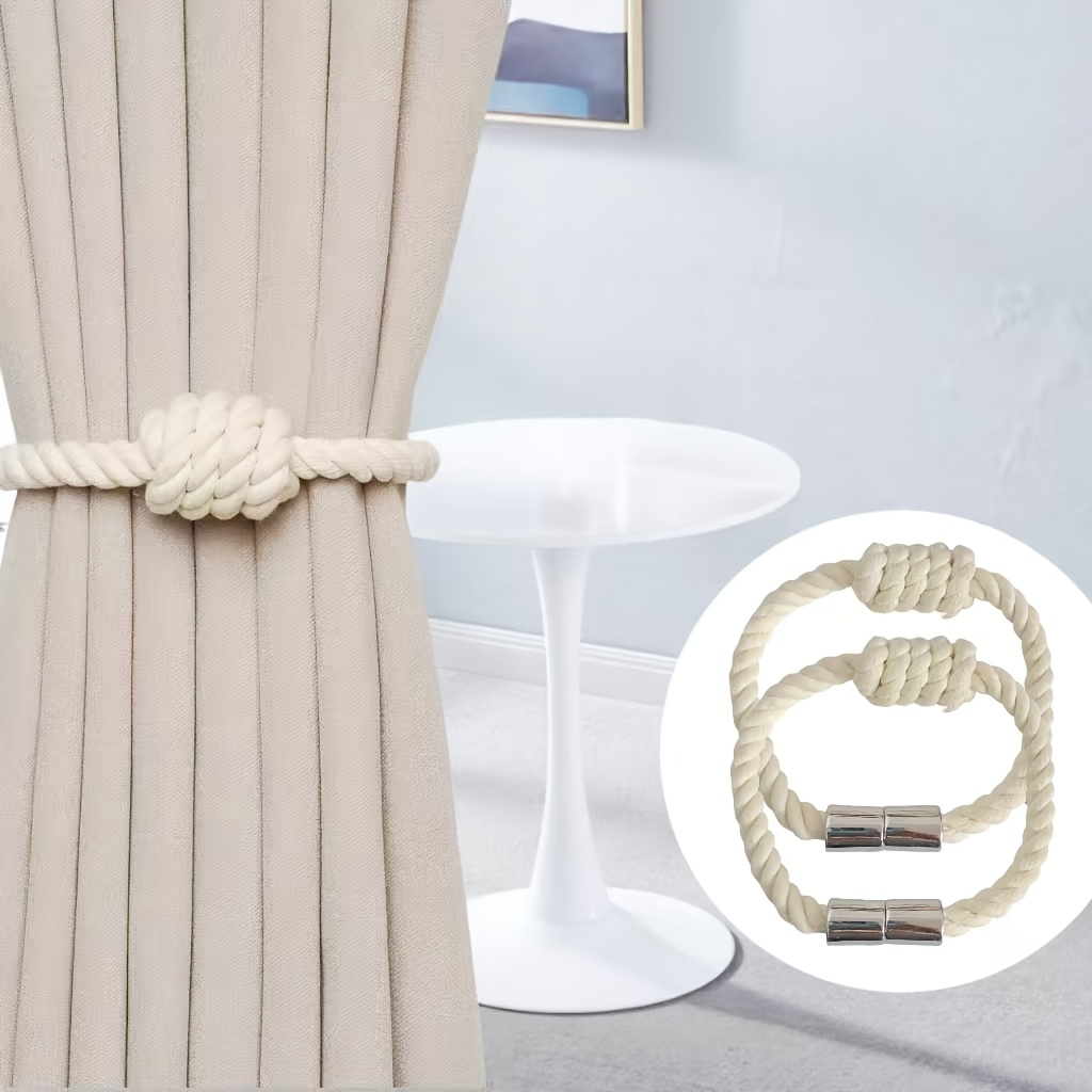 TEMU 2pcs Of Modern Magnetic Curtain Buckles- For Drilling, Polyester Design Metal Curtain , Fashionable Curtain Decoration, Easy Style Curtain Clip,