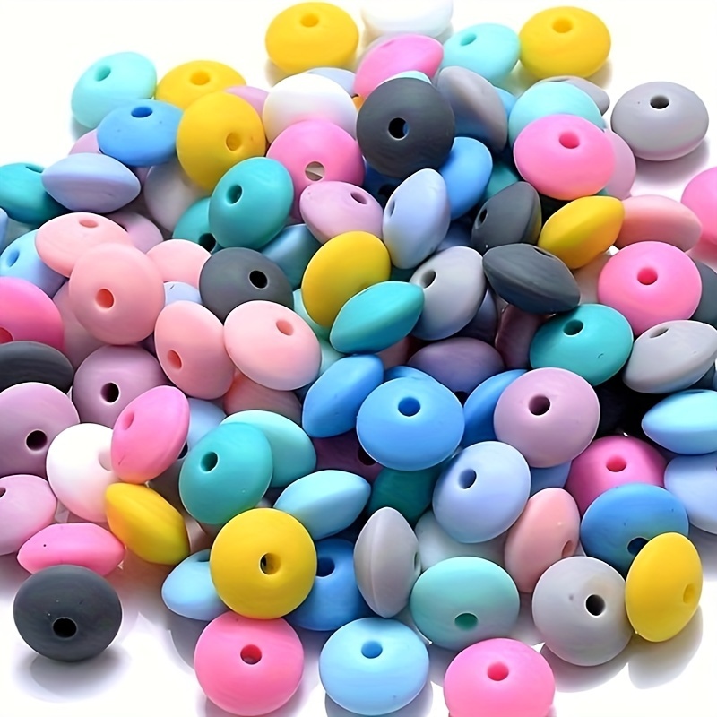 

100pcs 12mm Silicone Lentil Mixed Color Flat Spacer Colorful Beads For Diy Crafts, Garland, Keychains, Lanyards, Necklaces, Bracelets Jewelry Making Beaded Accessories