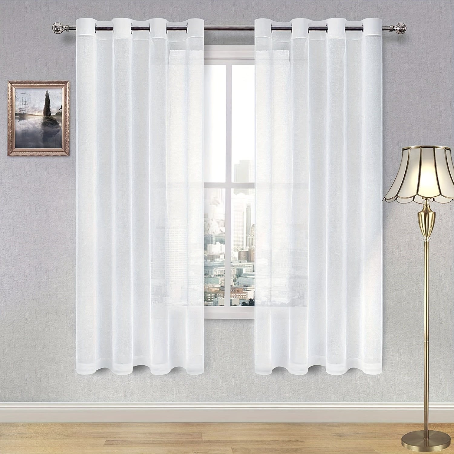 2pcs Cortina Sheer Claro Ventana Cortinas Voile Sheer - Temu