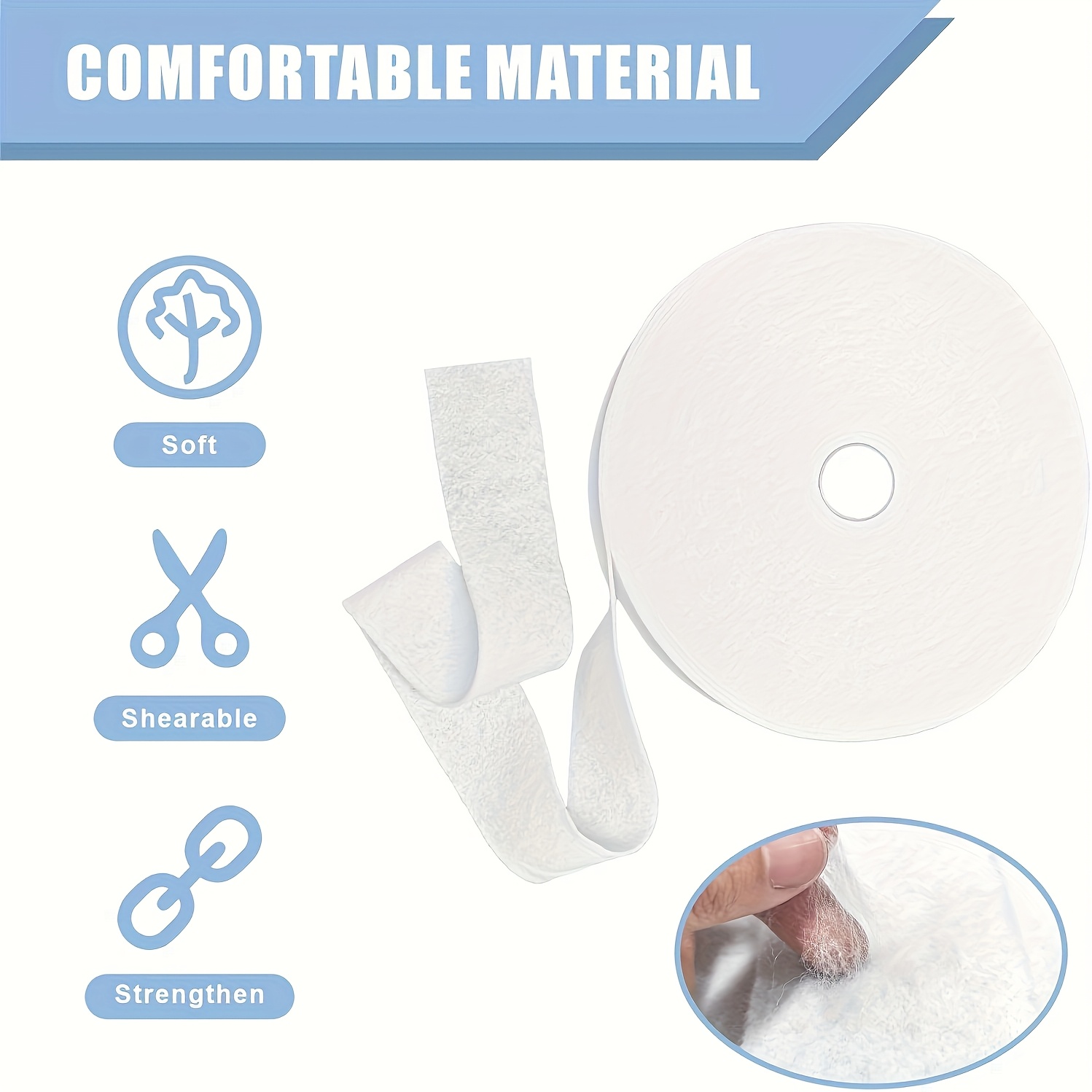 TEMU 1 Stück weiße Vliesrolle, 2 1/4 Zoll x 50 Yards, scherbar und verstärkt für DIY geflochtene Teppiche, Quilten & Nähhandwerk - Soft Jelly Roll