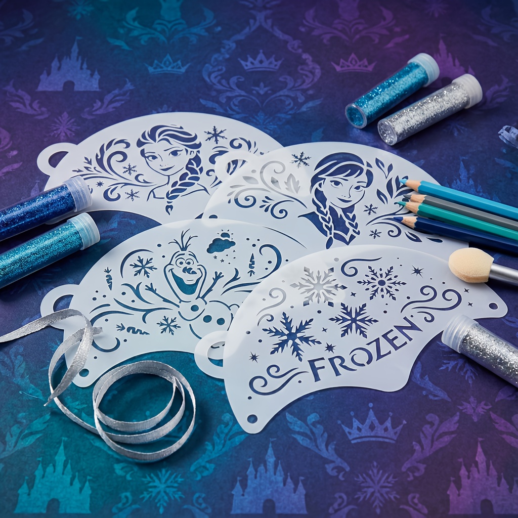 E-shop Klassische Disney Frozen Gesichtsmalerei Schablone - Elsa Anna Olaf Schneeflocken Malerei Schablone Wiederverwendbar für Kunstprojekte,