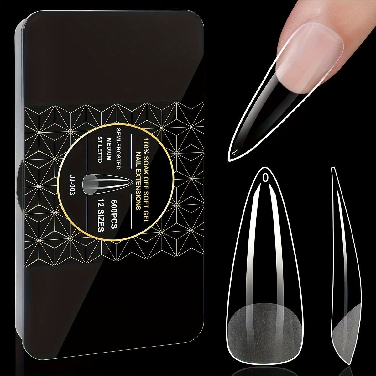 600pcs Soft Gel For Nail Tips, Half Matte Clear Acrylic For Nail Tips Pre-shaped False For Nail Tips For Nail Extension, Manicure Tools For Nail