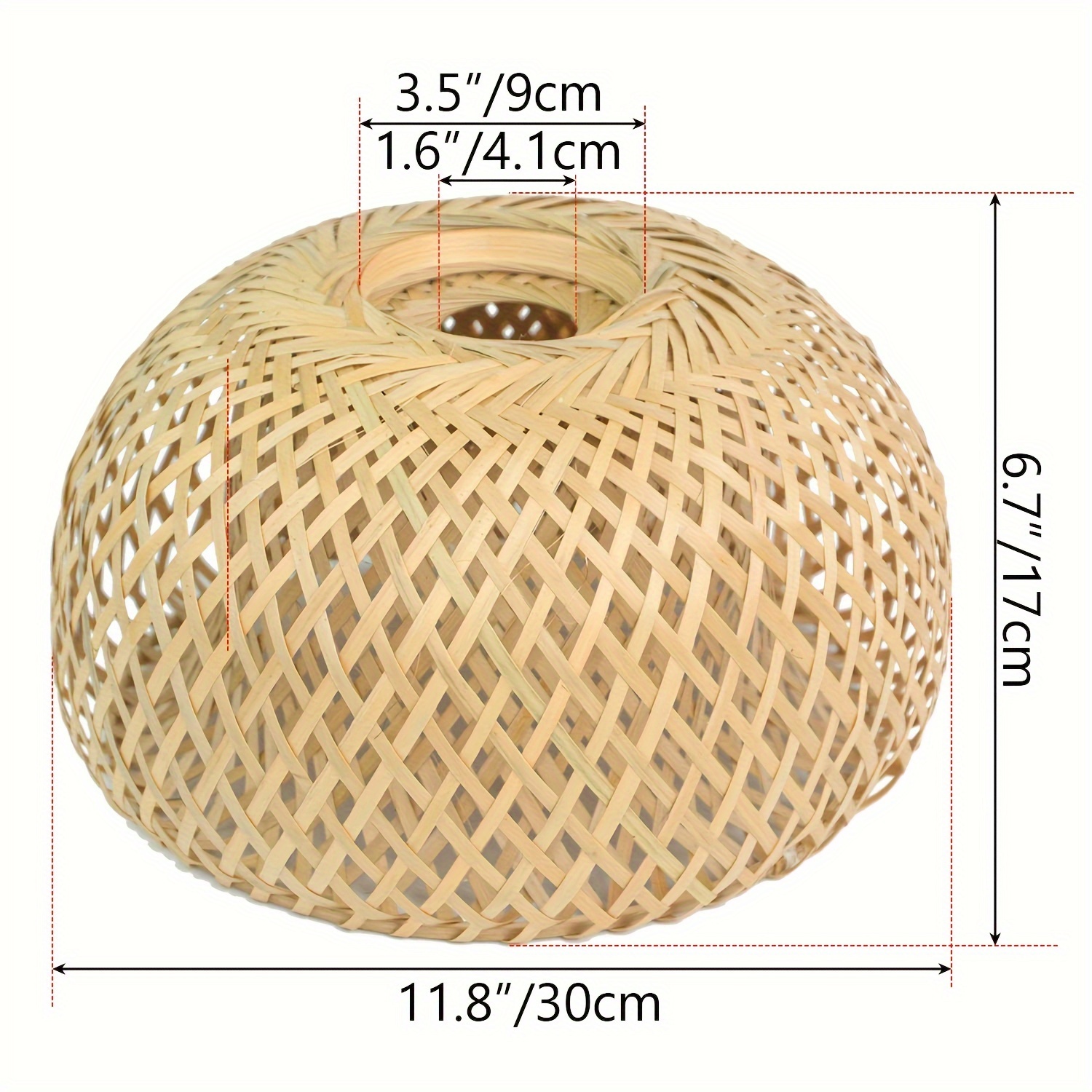 1pack Farmhouse Style Bamboo And Rattan Lampshade, Style Lampshade,pendant Light Fixture. Suitable For Diy Your Island And Living Room/ Kitchen/aisle/ Balcony.
