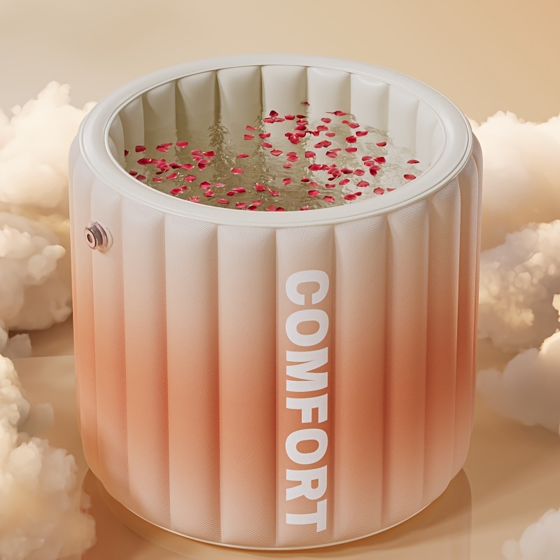 baignoire gonflable pliable     avec pompe manuelle, siège dentrée   et bouchon de vidange, baignoire portable  , baignoire isolée étanche    , baignoire pliable confortable pour toute  , design dégradé de couleur 85cm*70cm Détails du produit 1