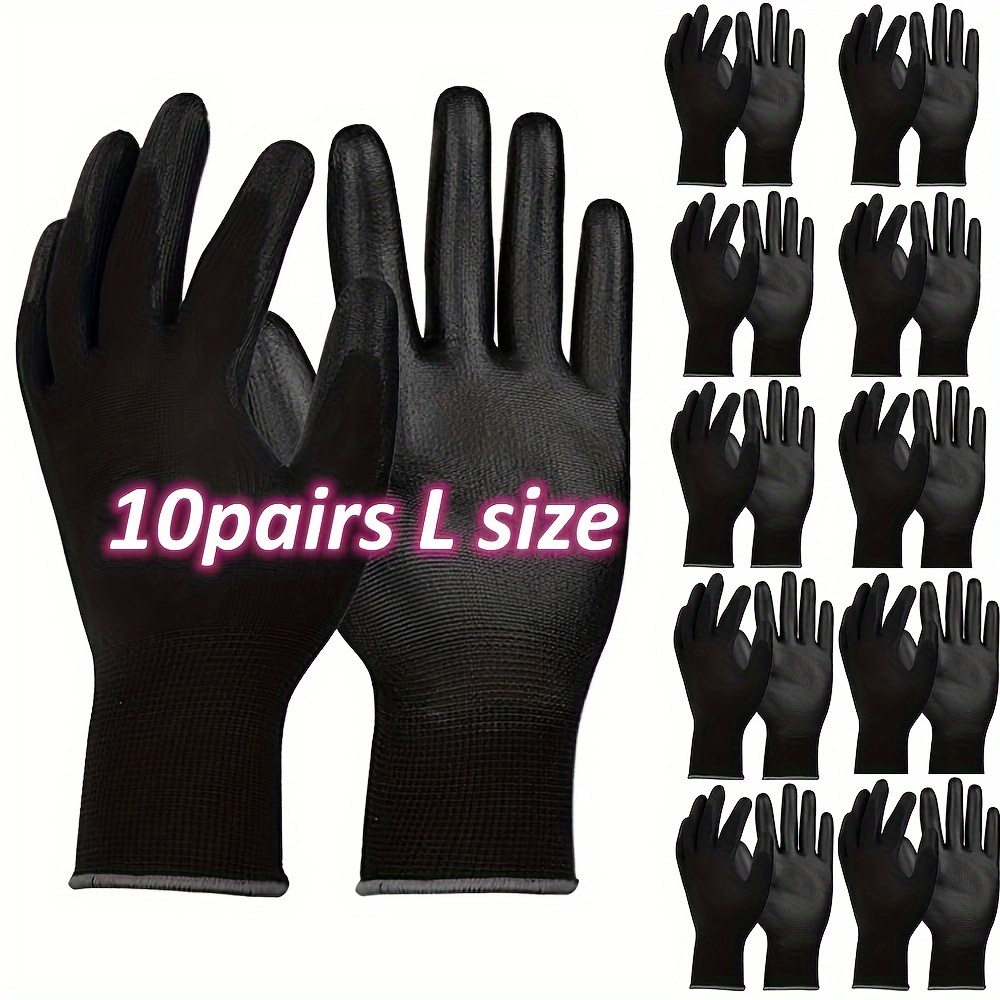 

10 Pairs Of L Size Touchscreen Work Gloves - Lightweight Polyurethane Coated Gloves For Garden Work - Suitable For Men And Women - Machine Washable - Lead Free