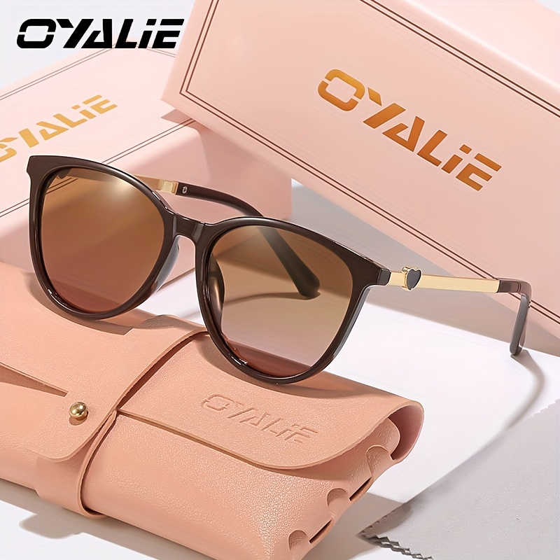 OYALIE Women's Retro Cat Eye Fashion Glasses, Trendy Design with Love embellished Metal Legs, Suitable for Daily Wear and Party Use