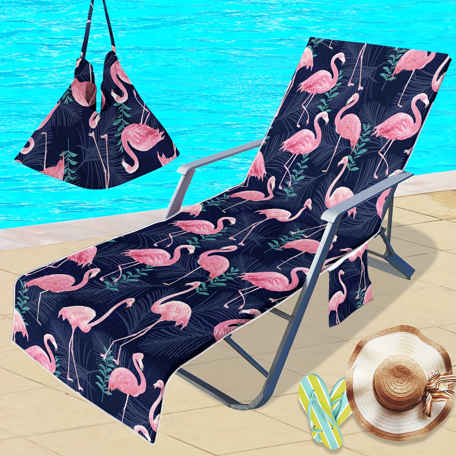 flamingo pattern lounger beach towel cover pack 100 Temu