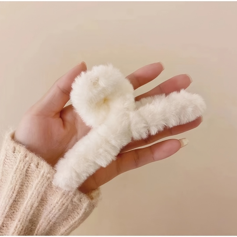 Image of 1pc/3pcs Fluffy Soft Hairpin, Colorful Winter Hairpin, Large Non-slip Hairpin, Elegant Hair Accessories, Suitable For Women With Thick And Long Hair.