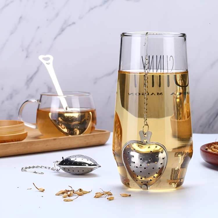 3pcs heart shaped stainless steel tea infuser set   loose leaf spices ideal for halloween christmas easter thanksgiving details 1