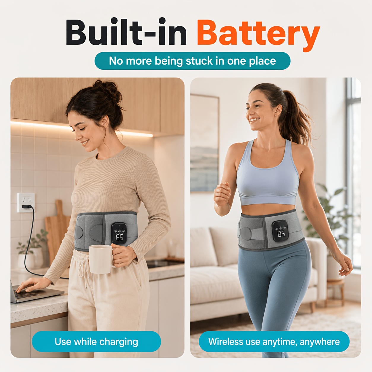 Wearable Lower Back Massager with Wireless Heating Pad