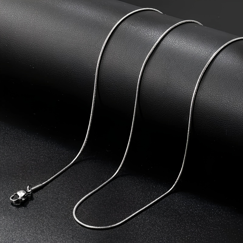Unisex 1mm Round Snake Bone Chain Necklace, Woven Texture