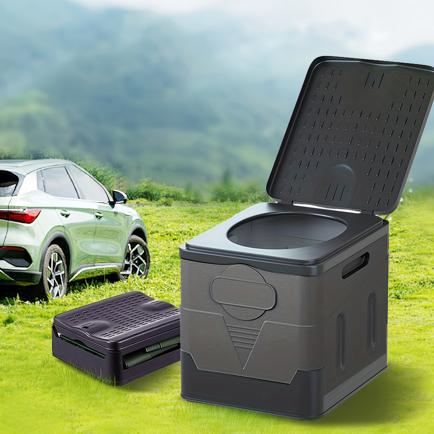 

1pièce Toilette pliable portable pour voiture, matériau PP universel, urinoir monté sur voiture d', toilette mobile pour camping en , accessoire pour camping-car, à