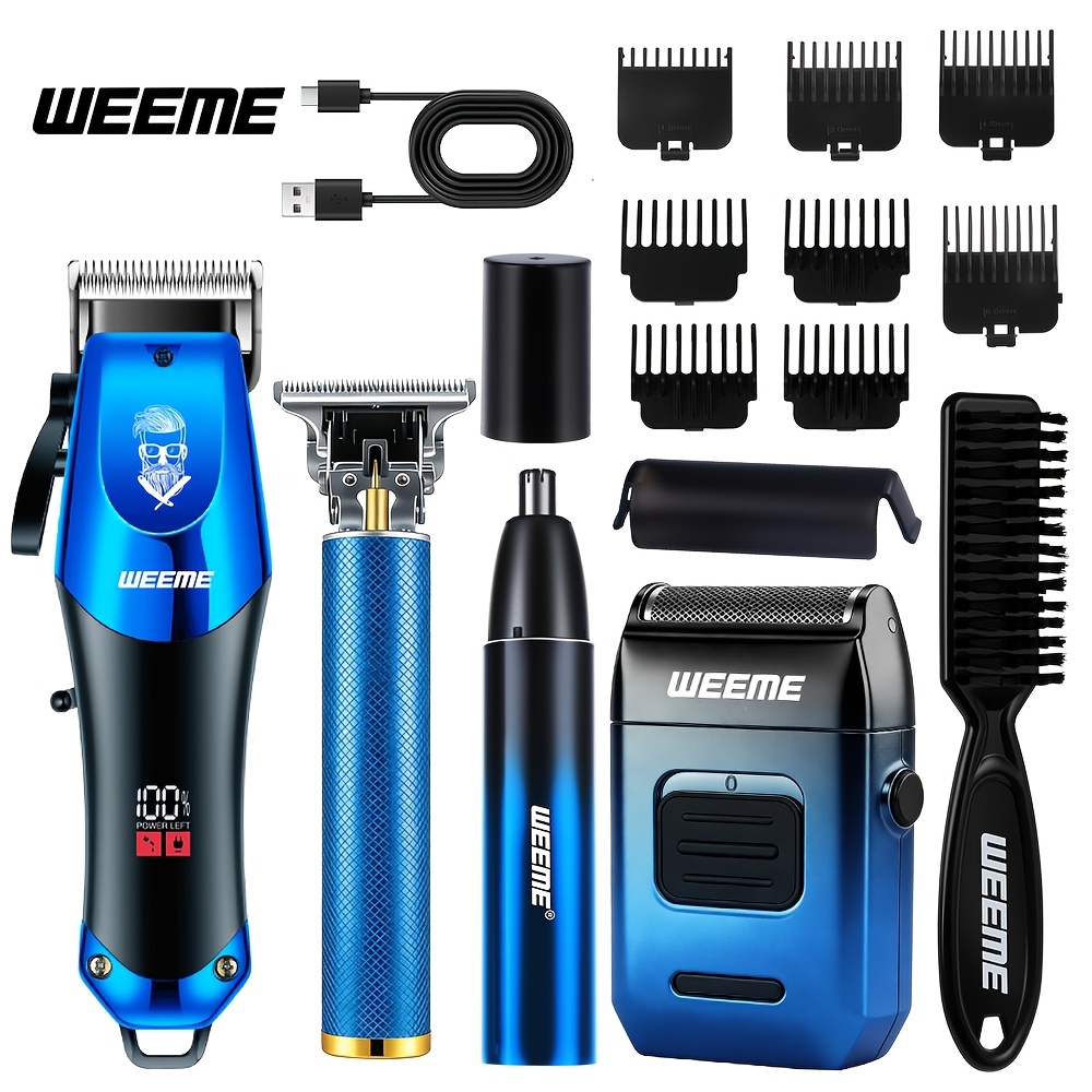 TEMU Weeme 4pcs Rechargeable Hair Clipper With Screen Display, Suitable For Hair Salons And Home Use - And Precise Men's Hair Clipper, Clipper Tools,
