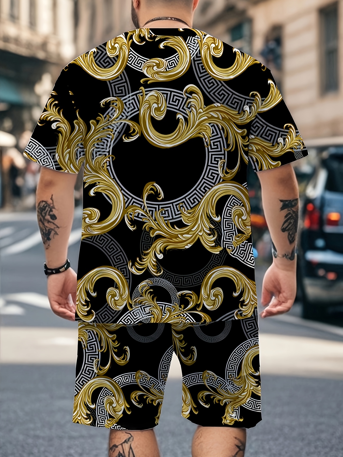 luxury 3d printed men's summer outfit t shirt shorts Temu Saudi