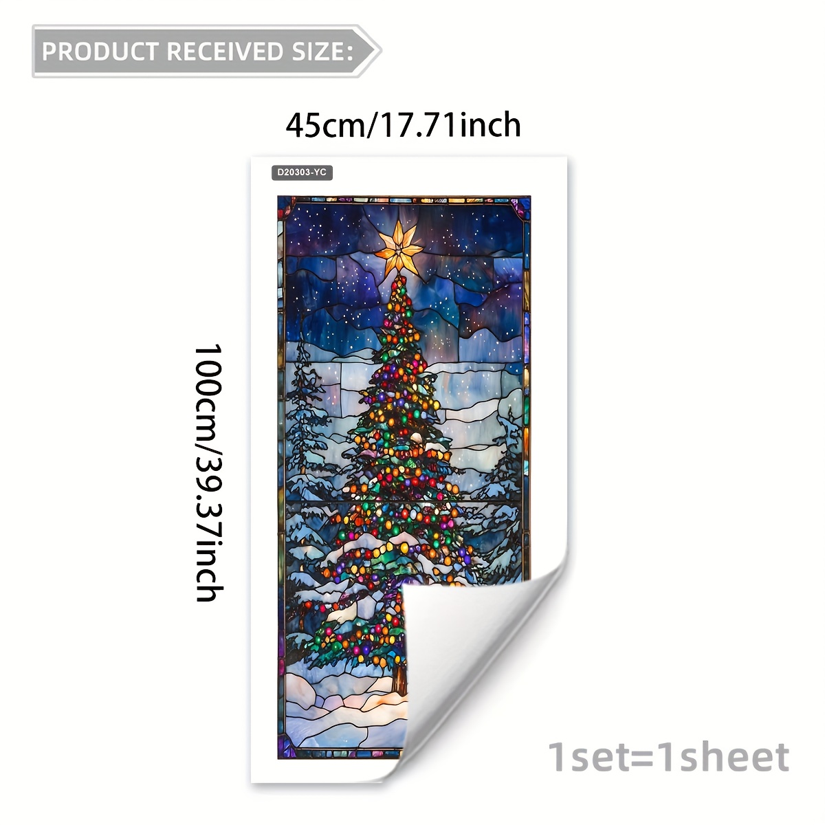 Image of A New Large-sized Christmas Tree Window Sticker Double-sided And , Perfect For Decorating Windows In The Bedroom, Living Room, Or Bathroom For The