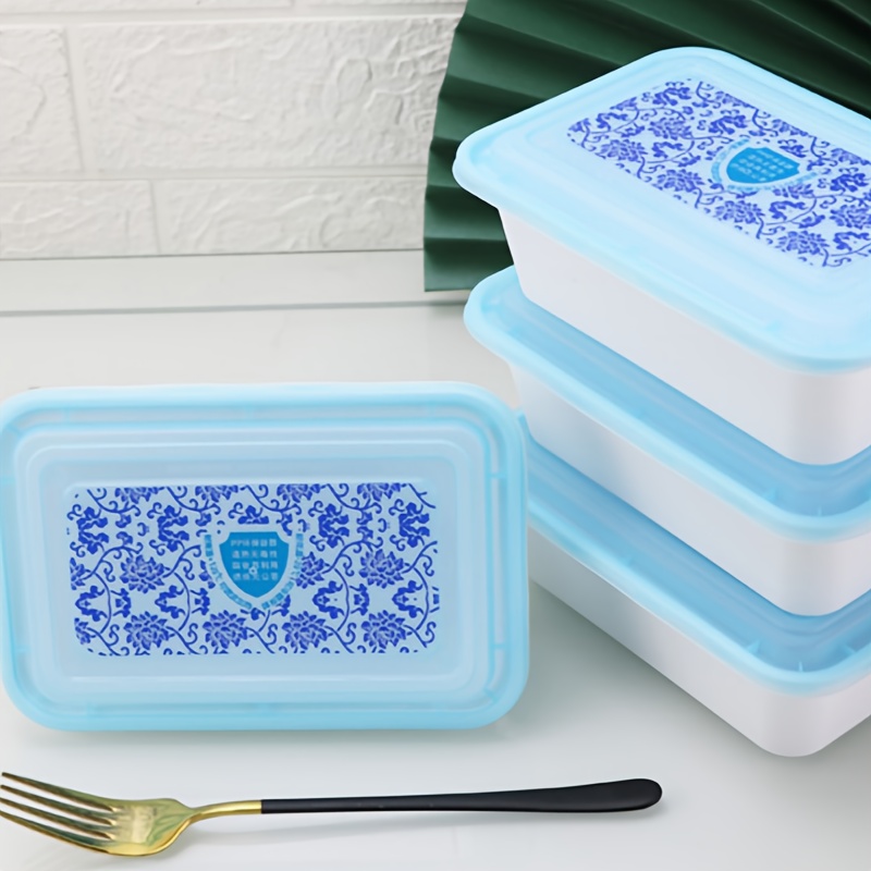 chinese style blue and white porcelain frosted thickened square box   box packing   sets of 750ml with lid bpa free safety grade pp material   used in microwave oven freezer independent carton packaging details 7