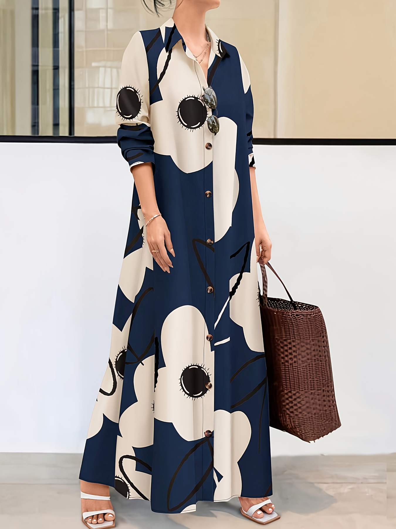 black white maxi dress sold on Temu United States