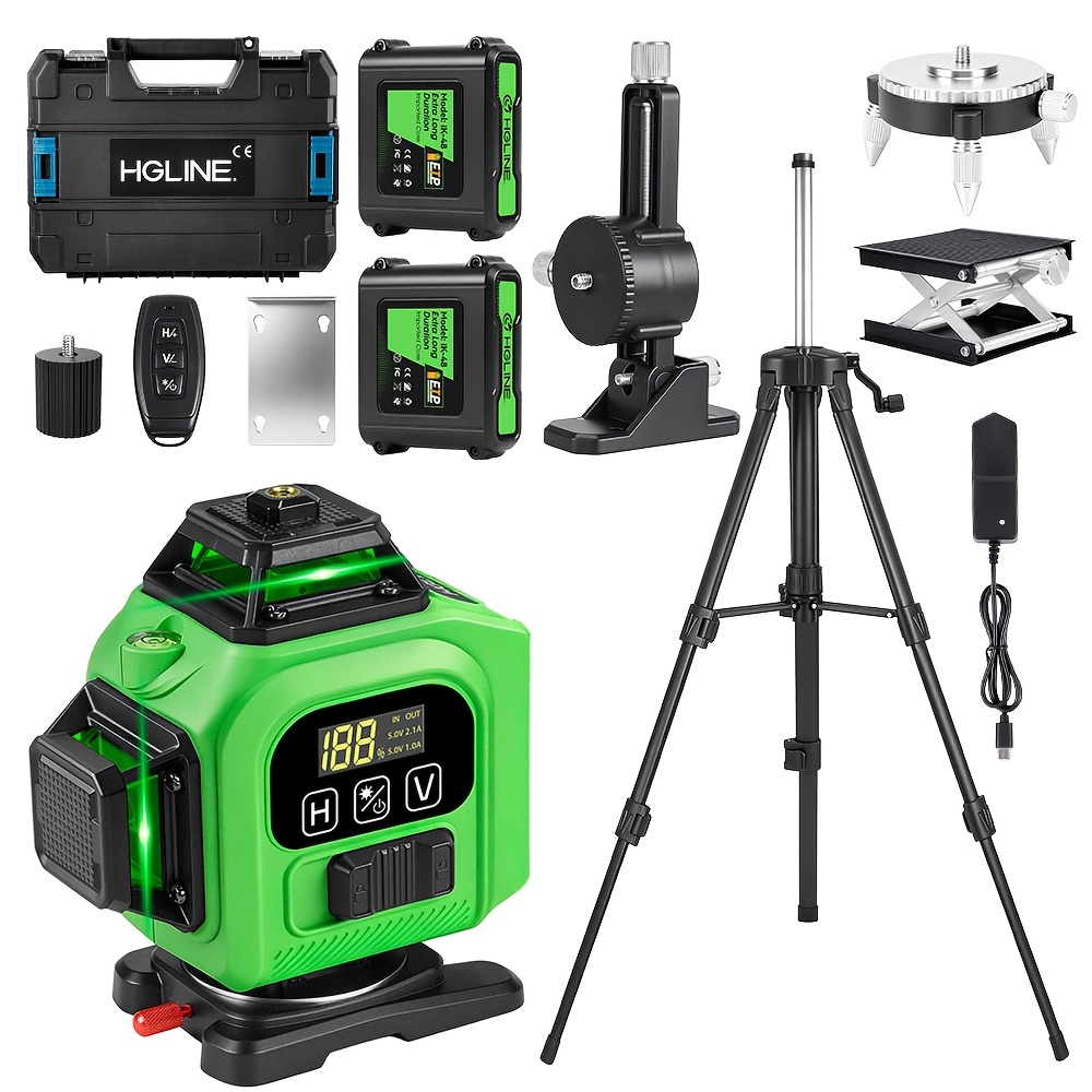 1 Set Laser Level, 16 Green Cross Lines, 4d Laser, With Rechargeable Battery, Level With Automatic Leveling Function, Perfect For Construction And Home Decoration