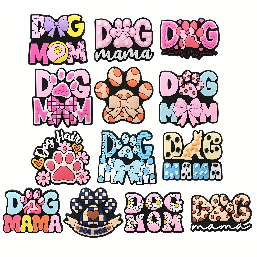 TEMU 13pcs, Plastique Souple, Breloques Chaussures Maman d'Animaux, Embellissements Chaussures Empreintes de Pattes de Chien, Décoration