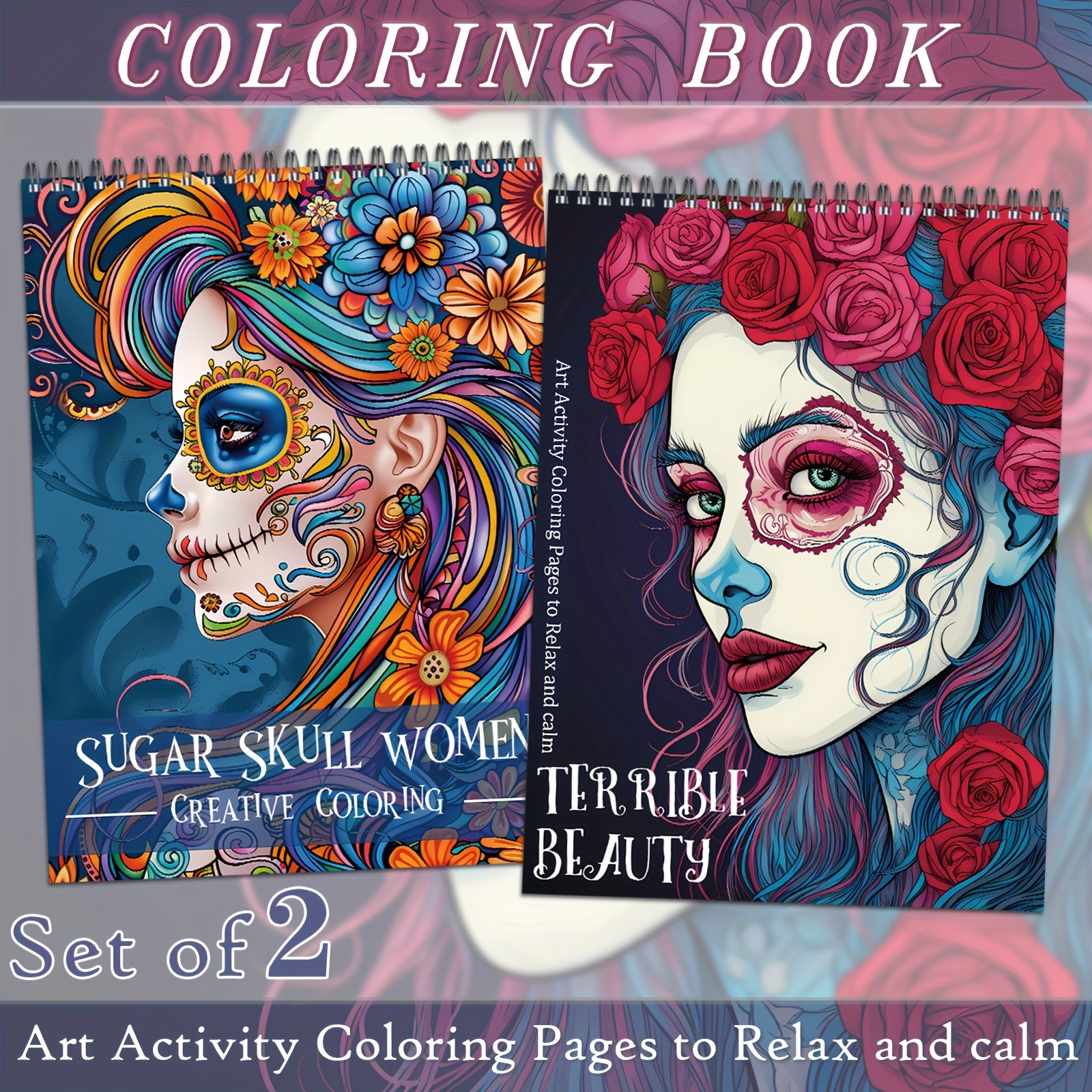 

2pcs Spooky Theme Coloring Book, Great Gift For New Year, Valentine's Day, , Easter, Etc.