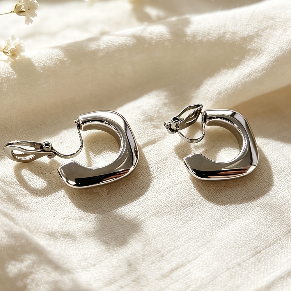 Women's Stainless Steel 18K Golden Plated Clip-On Earrings