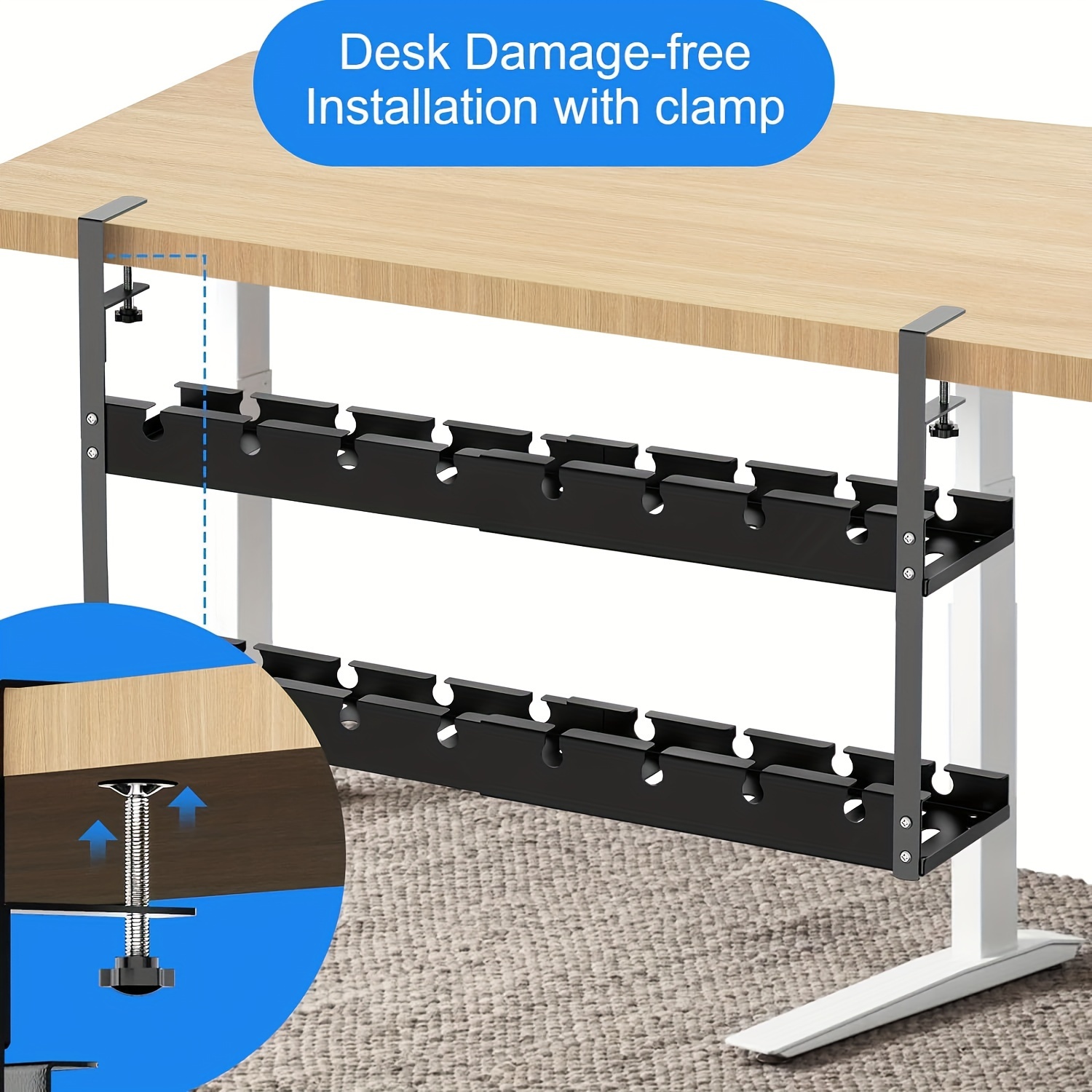 underdesk cable management tray 2 tiers no drilling required - {region ...