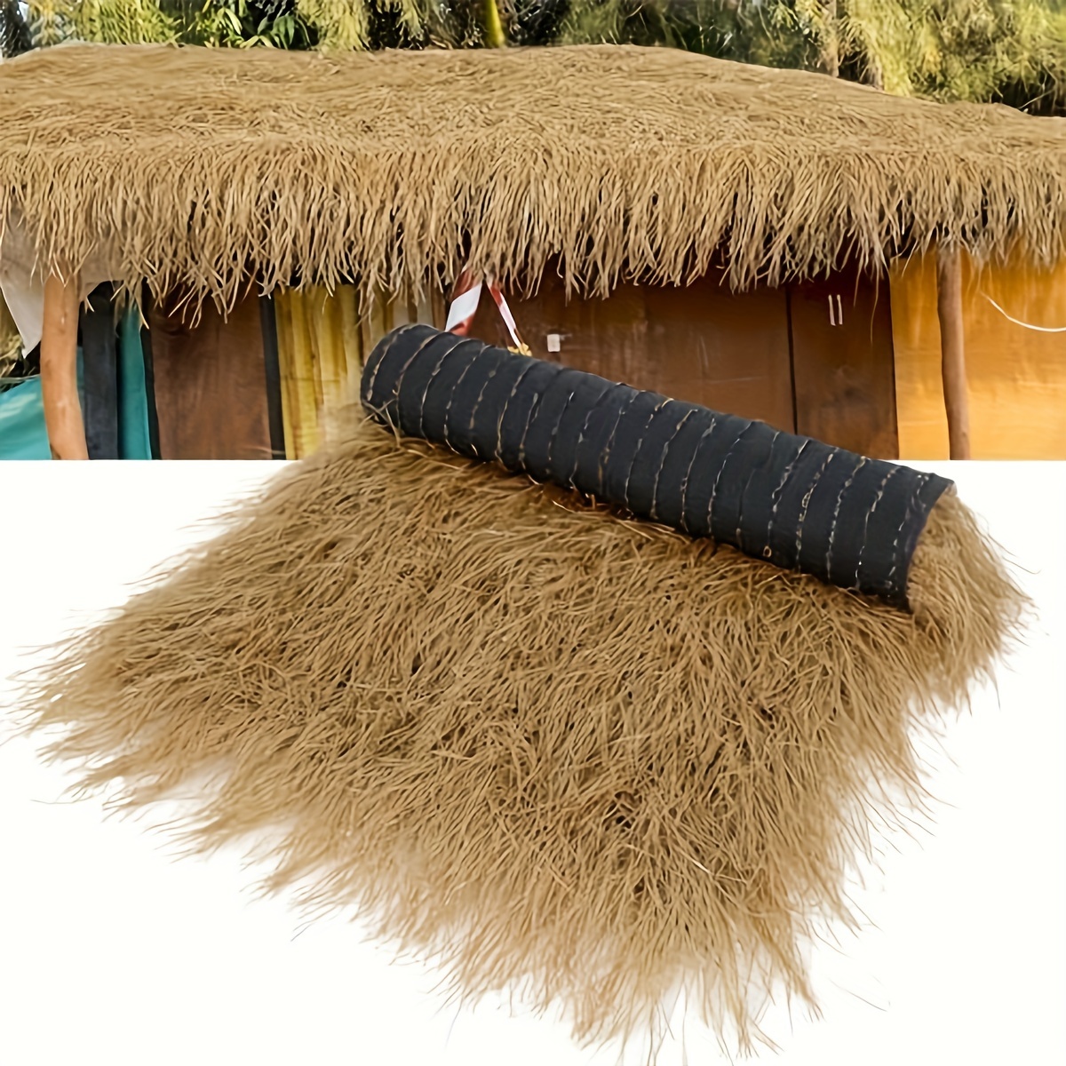 

1pc Artificial Thatch Roll, High Quality Pe Material, Flame Retardant, Plastic Mexican Palm Thatch For Outdoor Terrace Decoration